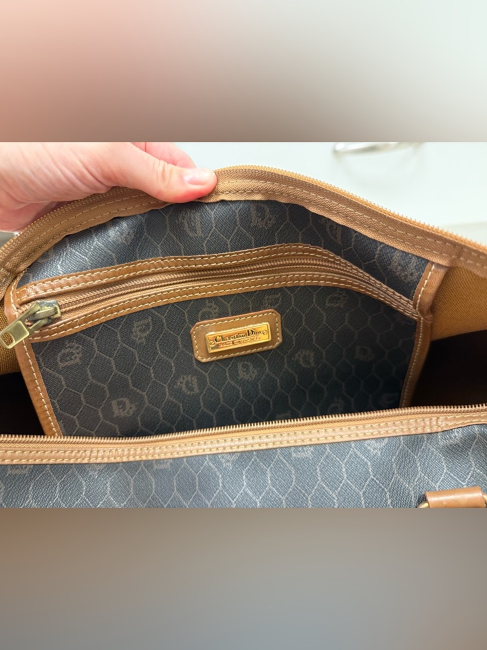 DIOR Vintage Brown Iconic Monogram Honeycomb Coated Canvas Weekender Travel Bag - Picture 15 of 16